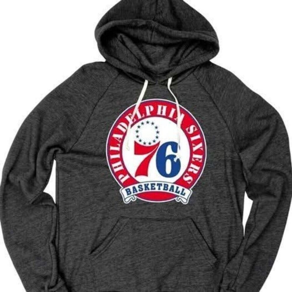 NBA Philadelphia 76ers Hoodie 2XL Black Official Tri Blend Pullover